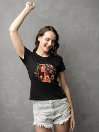 The Headphone Girl Print T-shirt for Girls