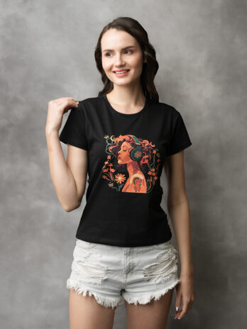 The Headphone Girl Print T-shirt for Girls
