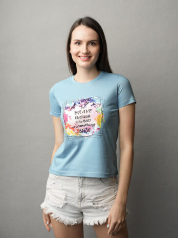 Brave Motivational Print T-shirt for Girls