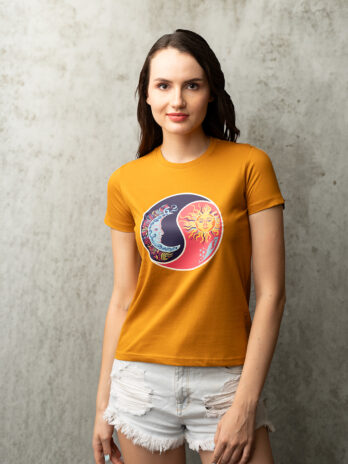 Sun n Moon Print T-shirt For Girls