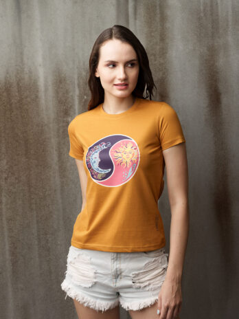 Sun n Moon Print T-shirt For Girls