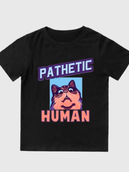 Pathetic Print Half Sleeve Black T-shirt for Women