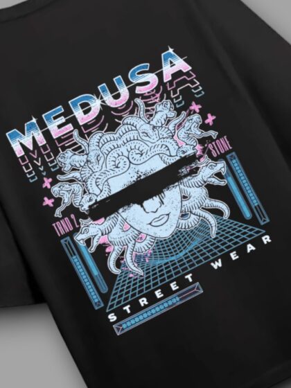 Deadly allure – Medusa  Printed Oversized Half Sleeve T-shirt for Women