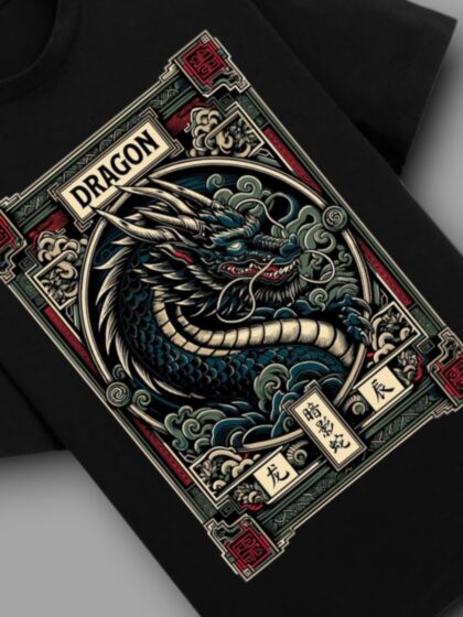 Mythic Dragon Printed Oversized Half Sleeve T-shirt for Men