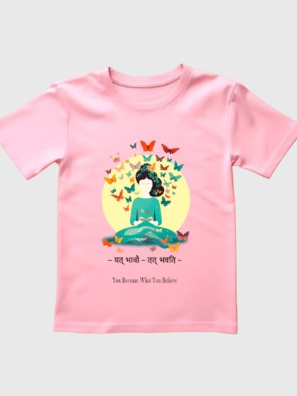 You Become Print Half Sleeve Pink T-shirt for Women