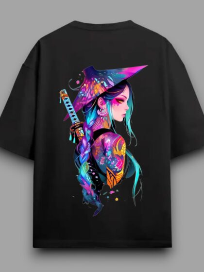 Samurai Beauty Printed Oversized Half Sleeve T-shirt for Women