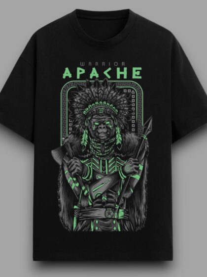 Apache Warrior Printed Oversized Half Sleeve T-shirt for Men